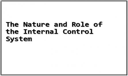 The Nature and Role of the Internal Control System