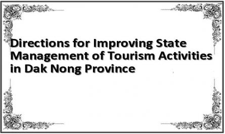 Directions for Improving State Management of Tourism Activities in Dak Nong Province