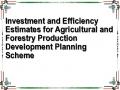Investment and Efficiency Estimates for Agricultural and Forestry Production Development Planning Scheme
