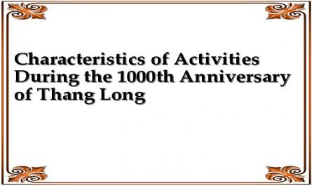 Characteristics of Activities During the 1000th Anniversary of Thang Long