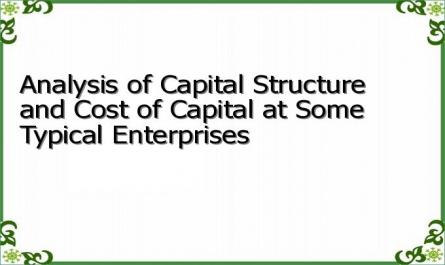 Analysis of Capital Structure and Cost of Capital at Some Typical Enterprises