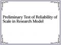 Preliminary Test of Reliability of Scale in Research Model
