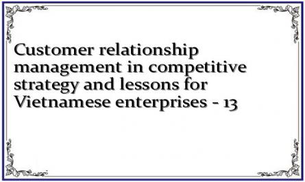 Customer relationship management in competitive strategy and lessons for Vietnamese enterprises - 13