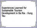 Experiences Learned for Sustainable Tourism Development in Ba Ria - Vung Tau