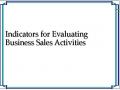 Indicators for Evaluating Business Sales Activities