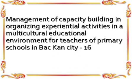 Management of capacity building in organizing experiential activities in a multicultural educational environment for teachers of primary schools in Bac Kan city - 16