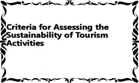 Criteria for Assessing the Sustainability of Tourism Activities