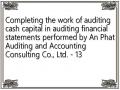 Completing the work of auditing cash capital in auditing financial statements performed by An Phat Auditing and Accounting Consulting Co., Ltd. - 13