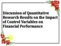 Discussion of Quantitative Research Results on the Impact of Control Variables on Financial Performance
