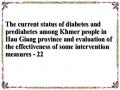 The current status of diabetes and prediabetes among Khmer people in Hau Giang province and evaluation of the effectiveness of some intervention measures - 22