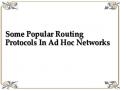Some Popular Routing Protocols In Ad Hoc Networks