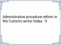 Administrative procedure reform in the Customs sector today - 9
