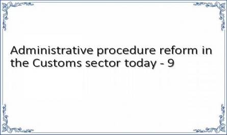 Administrative procedure reform in the Customs sector today - 9