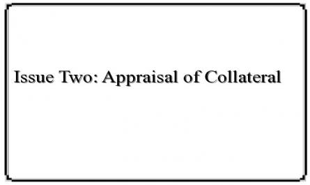 Issue Two: Appraisal of Collateral