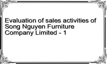 Evaluation of sales activities of Song Nguyen Furniture Company Limited - 1