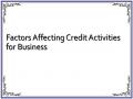 Factors Affecting Credit Activities for Business