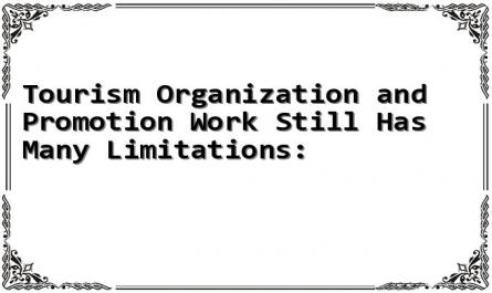 Tourism Organization and Promotion Work Still Has Many Limitations: