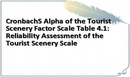CronbachS Alpha of the Tourist Scenery Factor Scale Table 4.1: Reliability Assessment of the Tourist Scenery Scale