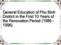 General Education of Phu Binh District in the First 10 Years of the Renovation Period (1986 - 1996)