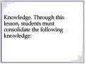 Knowledge. Through this lesson, students must consolidate the following knowledge: