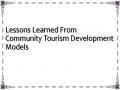 Lessons Learned From Community Tourism Development Models