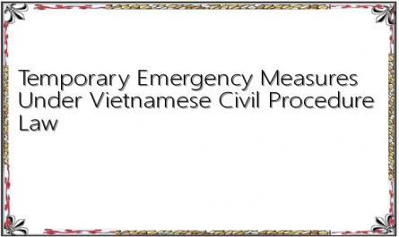 Temporary Emergency Measures Under Vietnamese Civil Procedure Law