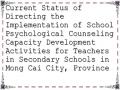 Current Status of Directing the Implementation of School Psychological Counseling Capacity Development Activities for Teachers in Secondary Schools in Mong Cai City, Province