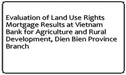 Evaluation of Land Use Rights Mortgage Results at Vietnam Bank for Agriculture and Rural Development, Dien Bien Province Branch