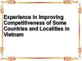 Experience in Improving Competitiveness of Some Countries and Localities in Vietnam