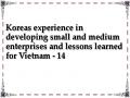 Koreas experience in developing small and medium enterprises and lessons learned for Vietnam - 14