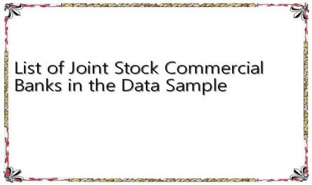 List of Joint Stock Commercial Banks in the Data Sample