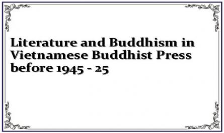 Literature and Buddhism in Vietnamese Buddhist Press before 1945 - 25