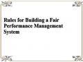 Rules for Building a Fair Performance Management System