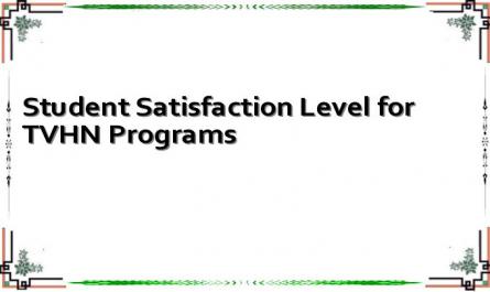 Student Satisfaction Level for TVHN Programs