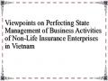 Viewpoints on Perfecting State Management of Business Activities of Non-Life Insurance Enterprises in Vietnam