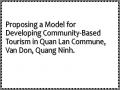 Proposing a Model for Developing Community-Based Tourism in Quan Lan Commune, Van Don, Quang Ninh.