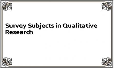 Survey Subjects in Qualitative Research