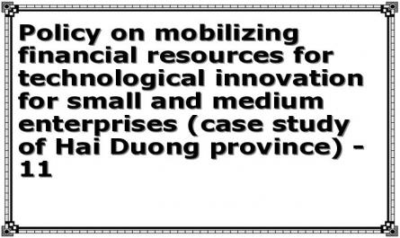 Policy on mobilizing financial resources for technological innovation for small and medium enterprises (case study of Hai Duong province) - 11