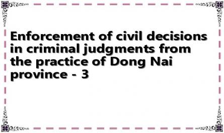 Enforcement of civil decisions in criminal judgments from the practice of Dong Nai province - 3