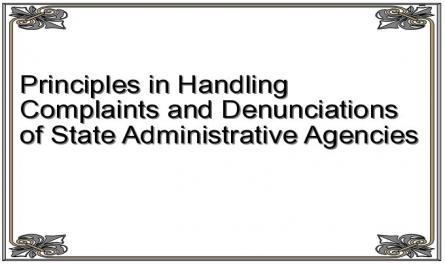 Principles in Handling Complaints and Denunciations of State Administrative Agencies