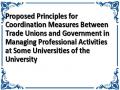 Proposed Principles for Coordination Measures Between Trade Unions and Government in Managing Professional Activities at Some Universities of the University