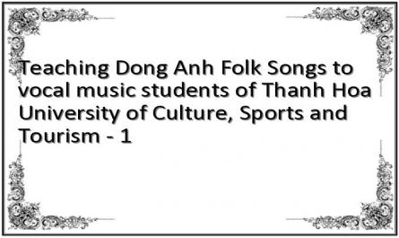 Teaching Dong Anh Folk Songs to vocal music students of Thanh Hoa University of Culture, Sports and Tourism - 1