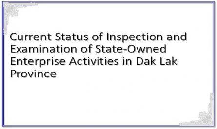 Current Status of Inspection and Examination of State-Owned Enterprise Activities in Dak Lak Province