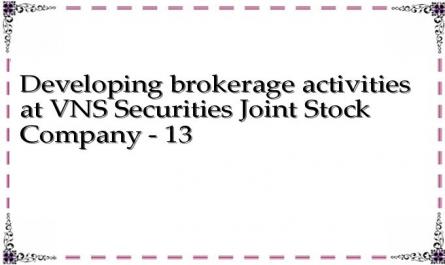 Developing brokerage activities at VNS Securities Joint Stock Company - 13