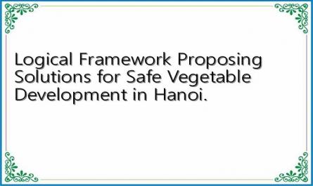 Logical Framework Proposing Solutions for Safe Vegetable Development in Hanoi.
