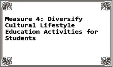 Measure 4: Diversify Cultural Lifestyle Education Activities for Students