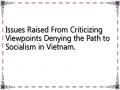 Issues Raised From Criticizing Viewpoints Denying the Path to Socialism in Vietnam.