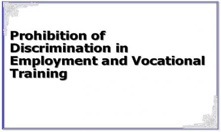 Prohibition of Discrimination in Employment and Vocational Training