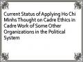 Current Status of Applying Ho Chi Minhs Thought on Cadre Ethics in Cadre Work of Some Other Organizations in the Political System