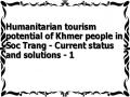 Humanitarian tourism potential of Khmer people in Soc Trang - Current status and solutions - 1